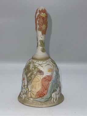 Vintage Lefton China Nativity Bell 1982 The Christopher Collection 7" signed